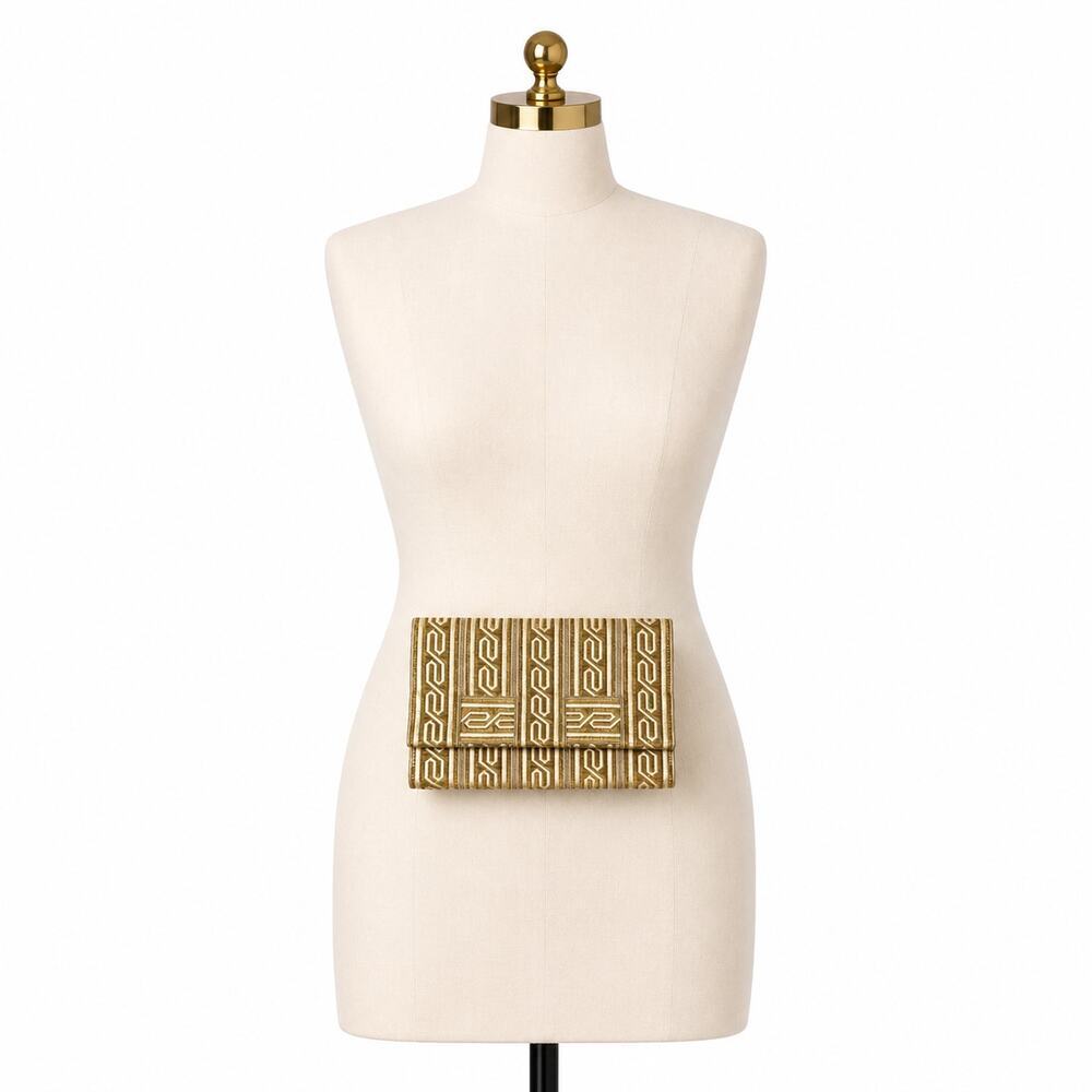 Vintage French Metallic Brocade Evening Clutch Made for Filene's